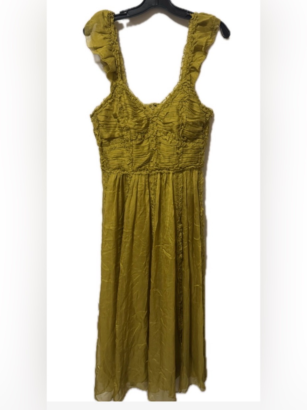 Ulla Johnson Chartreuse Ruffle Midi Dress
